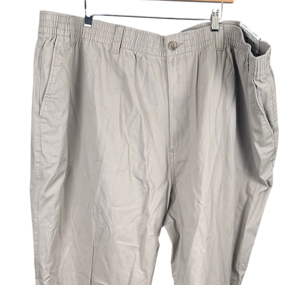 Harbor Bay Mens 4X x 32 Tan Khaki Loose Fit Elastic Waist Cotton Pants NWT